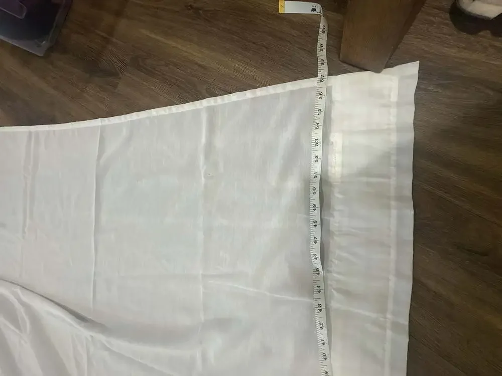 Set of two Solid White Cotton Blend Window Curtain sheer Panels